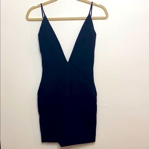 Black V-Neck Mini Dress